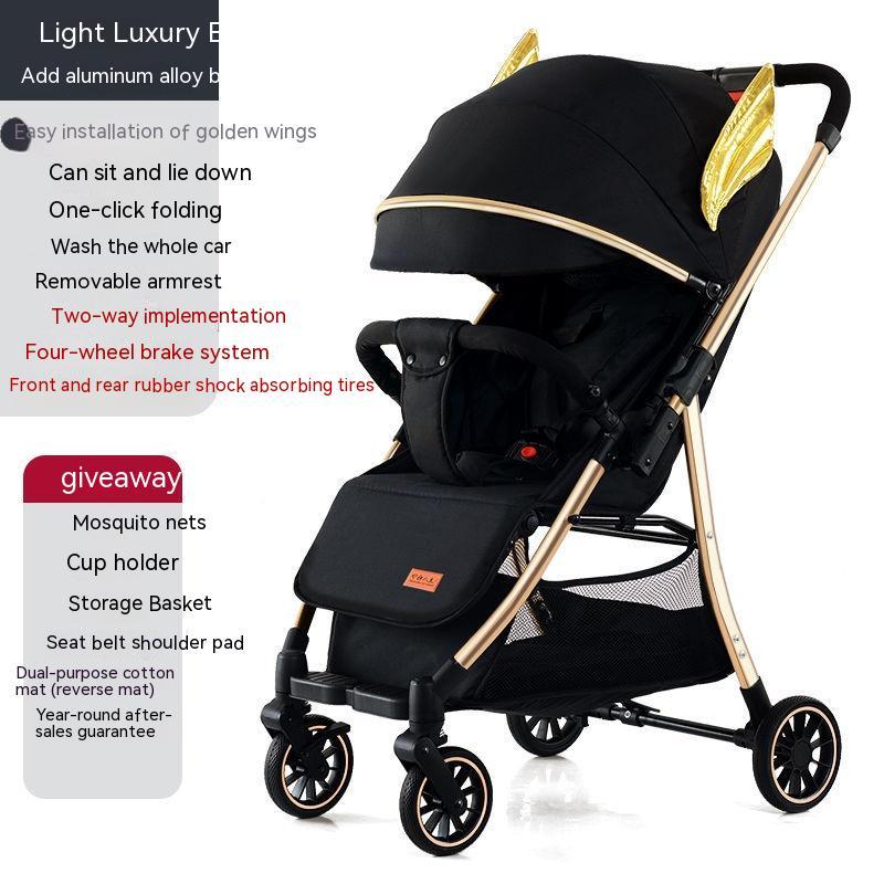 Velora™ Light Luxury Kolica – Četverokotačna Premium Edicija s Gumenim Kotačima (Više Boja)