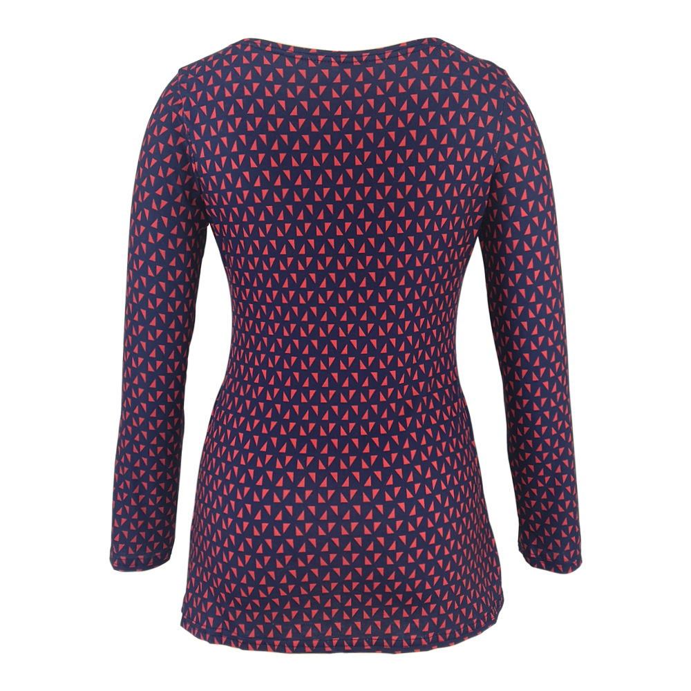 Elegantna Bluza s Dubokim V-Izrezom i Printom | Dugih Rukava | Chic Jesensko-Proljetni Stil