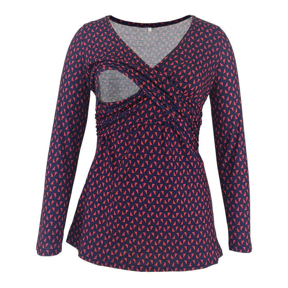Elegantna Bluza s Dubokim V-Izrezom i Printom | Dugih Rukava | Chic Jesensko-Proljetni Stil