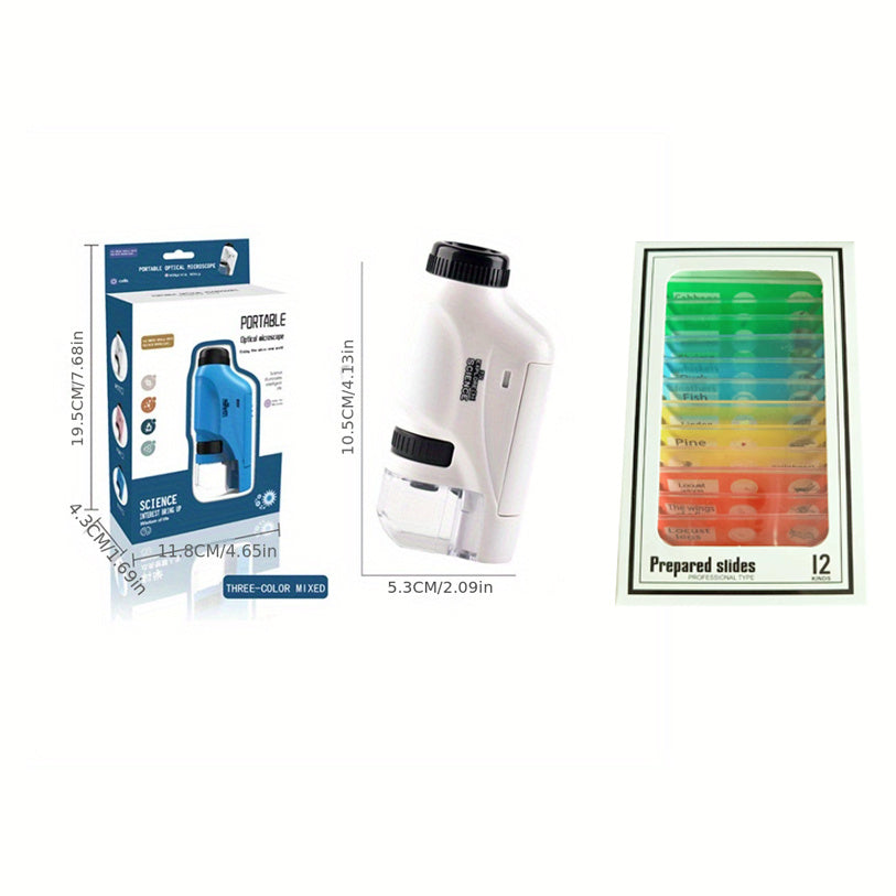🔬 Mini Dječji Džepni Mikroskop s LED Svjetlom i Zumiranjem 60X–120X