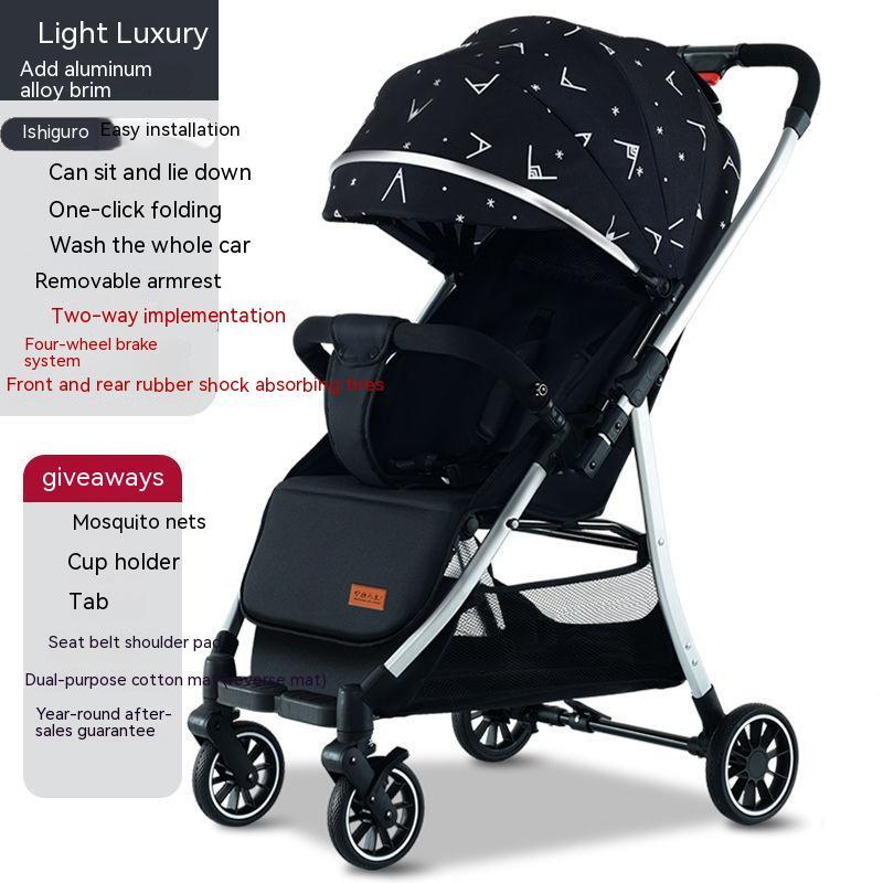 Velora™ Light Luxury Kolica – Četverokotačna Premium Edicija s Gumenim Kotačima (Više Boja)