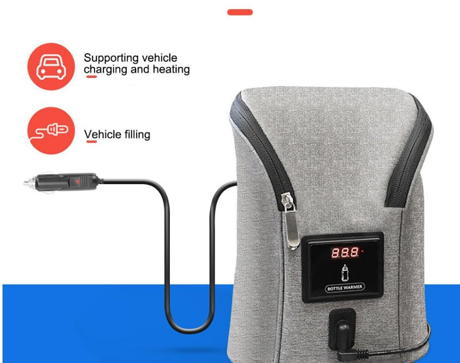 ThermiGo™ Grijač za Dječje Bočice – Dvostruki Grijač s Auto Punjačem i Prikazom Temperature
