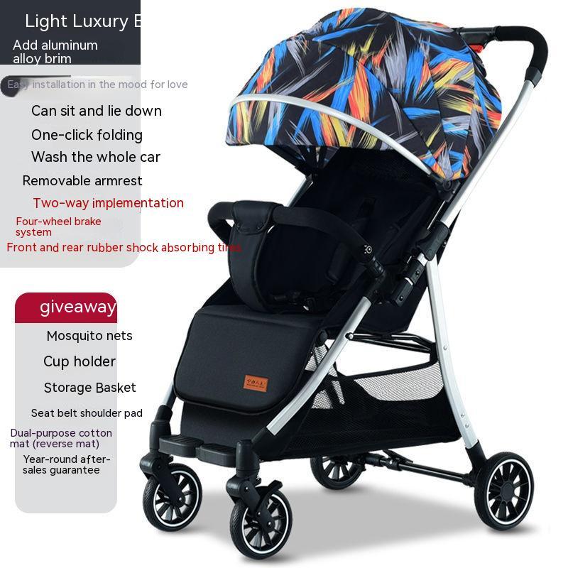 Velora™ Light Luxury Kolica – Četverokotačna Premium Edicija s Gumenim Kotačima (Više Boja)
