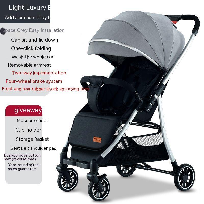 Velora™ Light Luxury Kolica – Četverokotačna Premium Edicija s Gumenim Kotačima (Više Boja)
