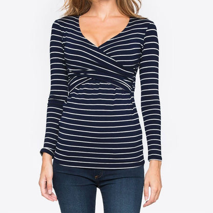 Elegantna Bluza s Dubokim V-Izrezom i Printom | Dugih Rukava | Chic Jesensko-Proljetni Stil