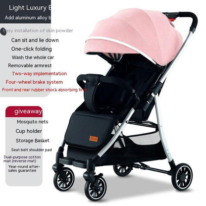 Velora™ Light Luxury Kolica – Četverokotačna Premium Edicija s Gumenim Kotačima (Više Boja)