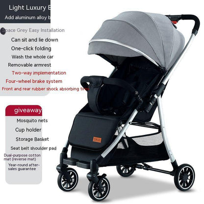 Velora™ Light Luxury Kolica – Četverokotačna Premium Edicija s Gumenim Kotačima (Više Boja)